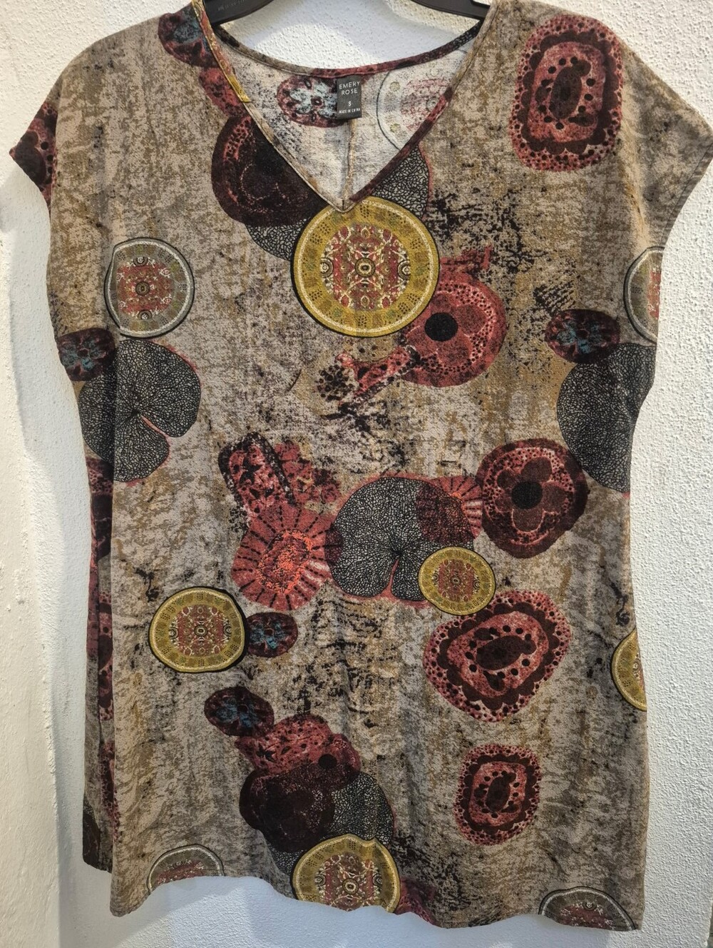 Emery Rose Tunic 100% Cotton Boho Chic Retro Fall Size S